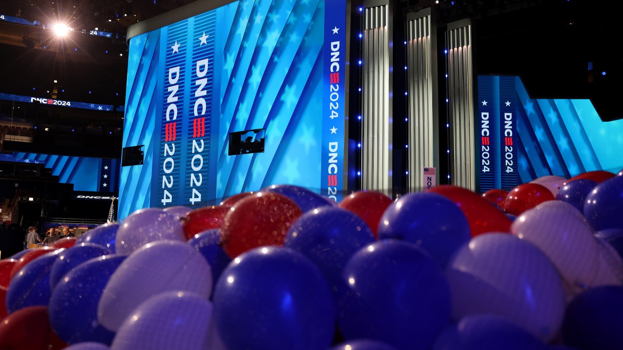 Preparations at the United Center in Chicago, site of the Democratic National Convention